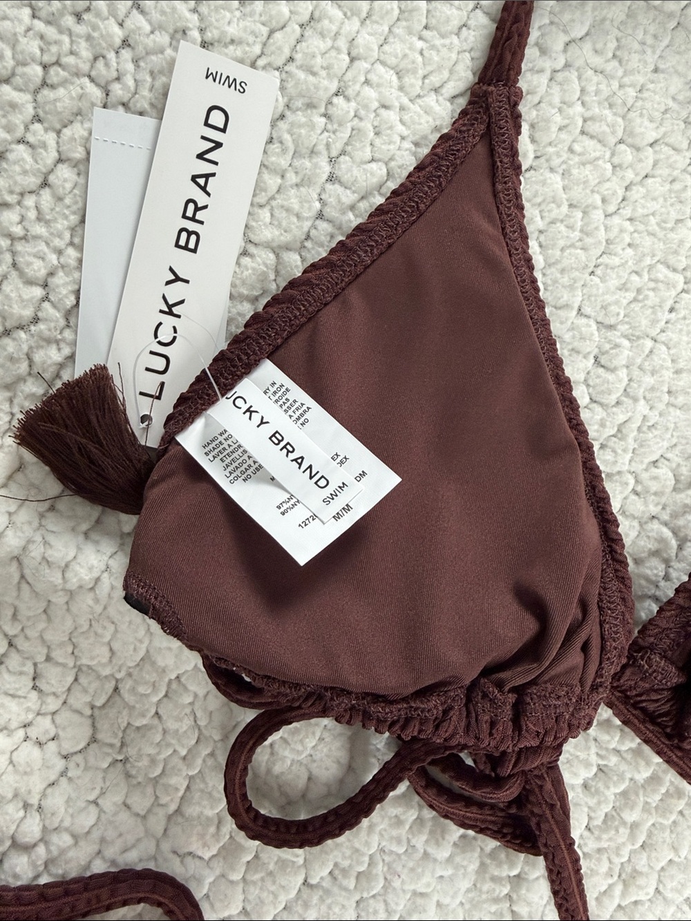 Lucky Brand Deep Brown Tie-Side Bikini with Fringe Accents - Picture 6 of 8